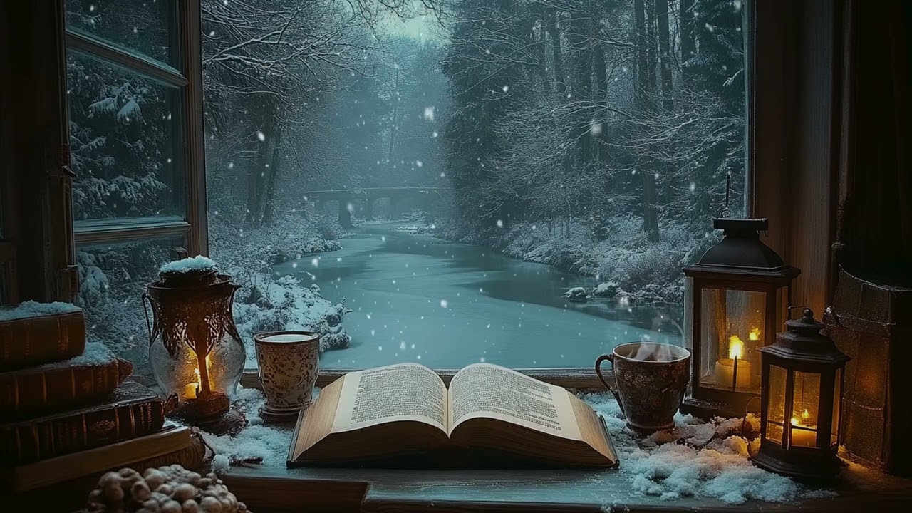 Dark Academia Winter Night Ambience | Lantern-Lit Path to a Quiet Cottage for Sleep and Study