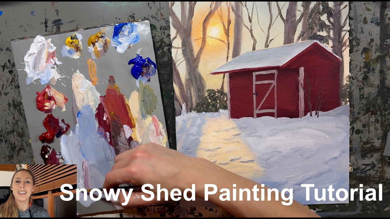Snowy Shed Beginner Acrylic Painting Tutorial