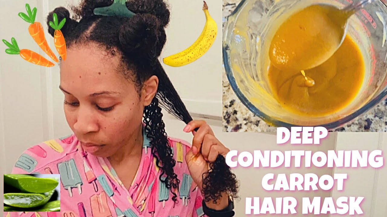 Deep Conditioning Carrot Hair Mask with Aloe Vera Gel, Bananas and oils!