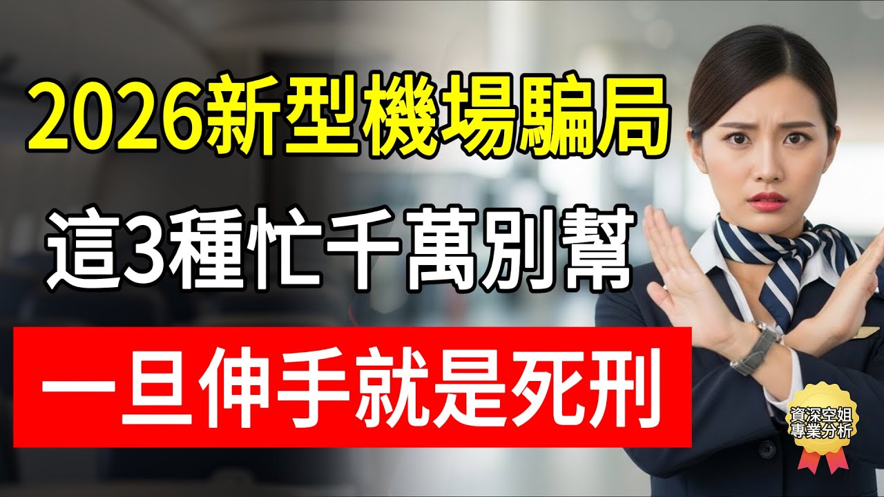 機場好心幫忙，結果當場被捕？資深空姐警告：這3種忙千萬別幫！一旦伸手就是死刑！90%的人防不勝防！#出國旅遊 #防騙