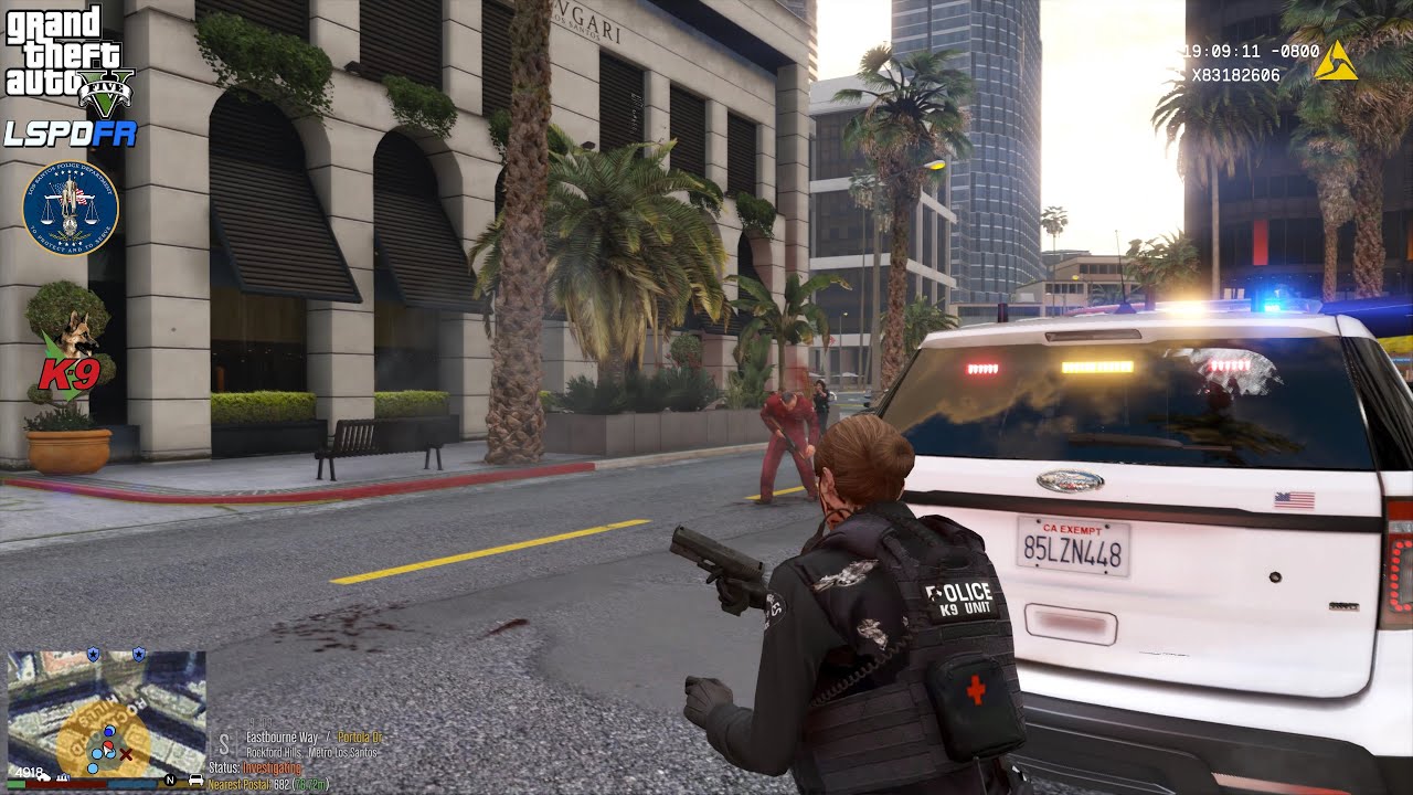 GTA V - LSPDFR 0.4.9🚔 - LSPD/LAPD - K9 Unit - Female Officer - Attempted Bank Heists | Shootout - 4K