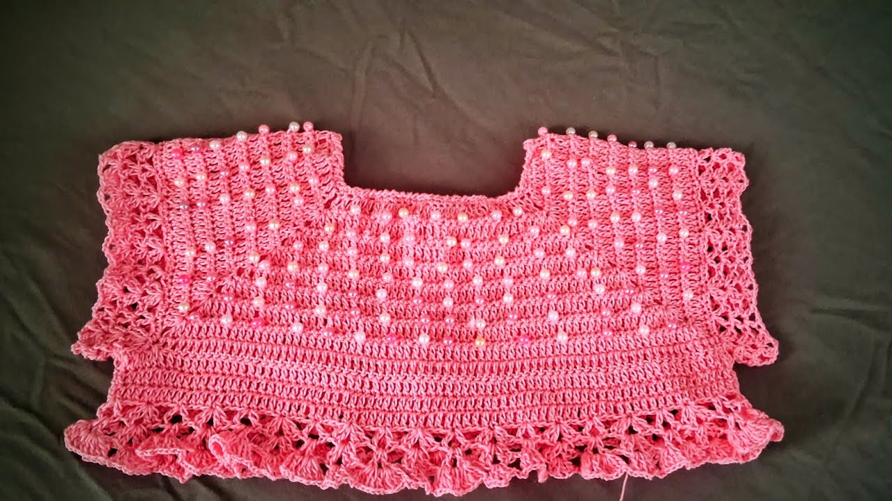 Parte #1 vestido de perlas para niña de 24 -30 meses parte #1