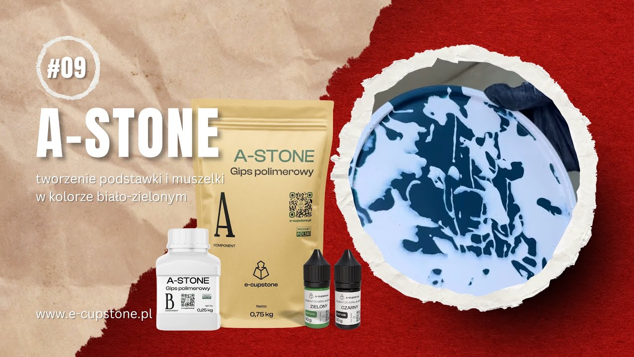 Gips polimerowy A-STONE - tworzenie podstawki i muszelki w kolorze biało-zielonym