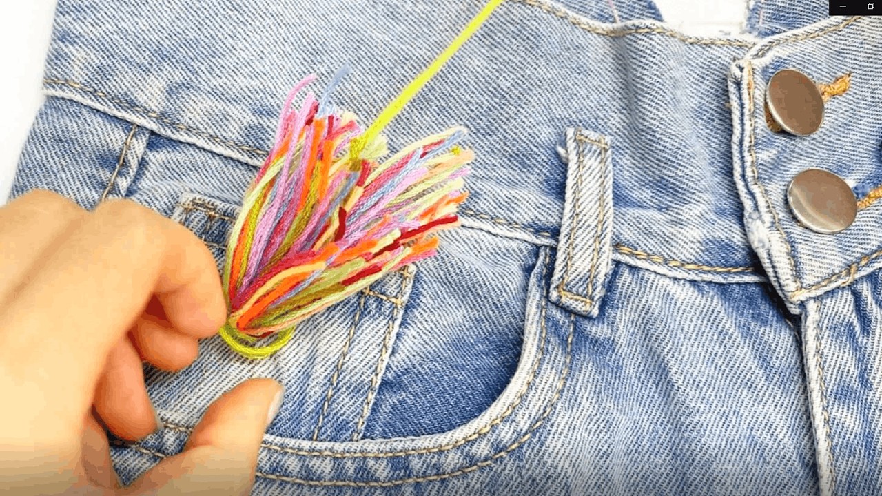 With Colorful Threads, I Fixed My Jeans with This Cute & Easy Tassel!