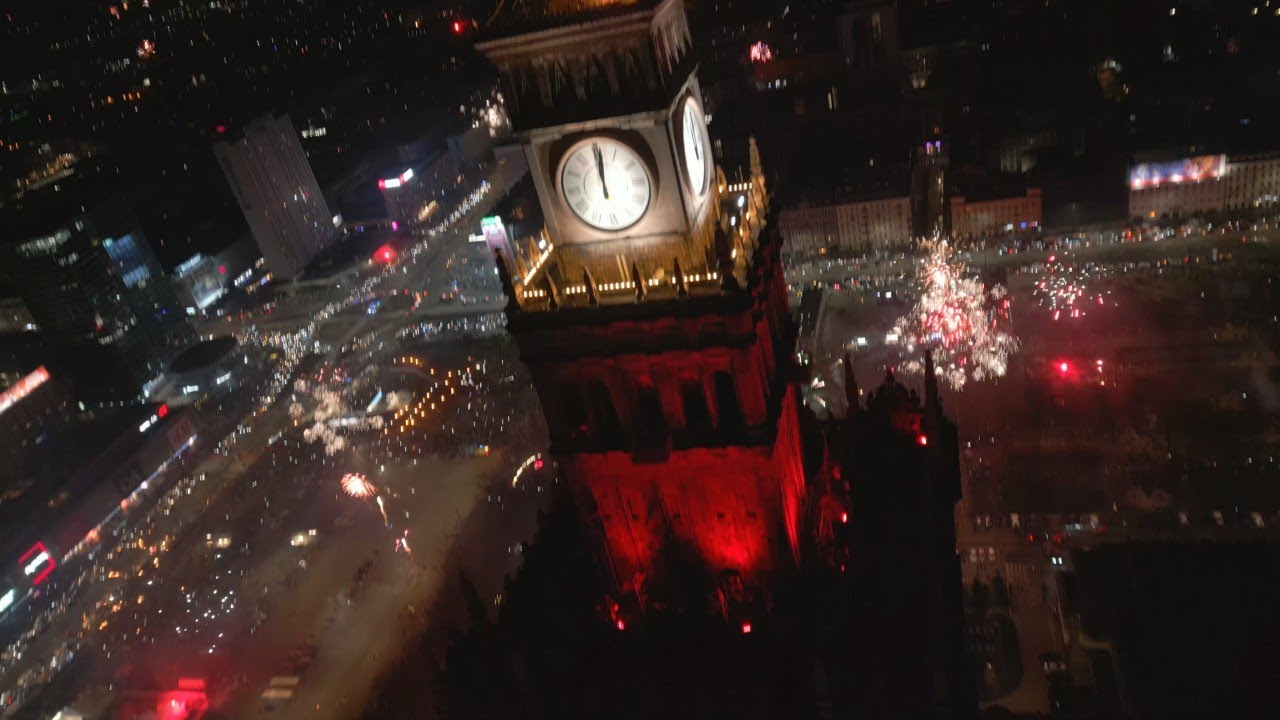 New Year's Eve 2024 | Warsaw Poland | From 200 meters by Drone [4K]