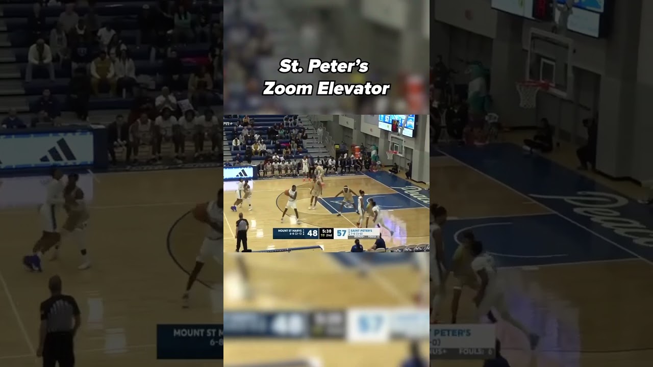 St. Peter's running zoom to set up an elevator #collegebasketball #basketballsets
