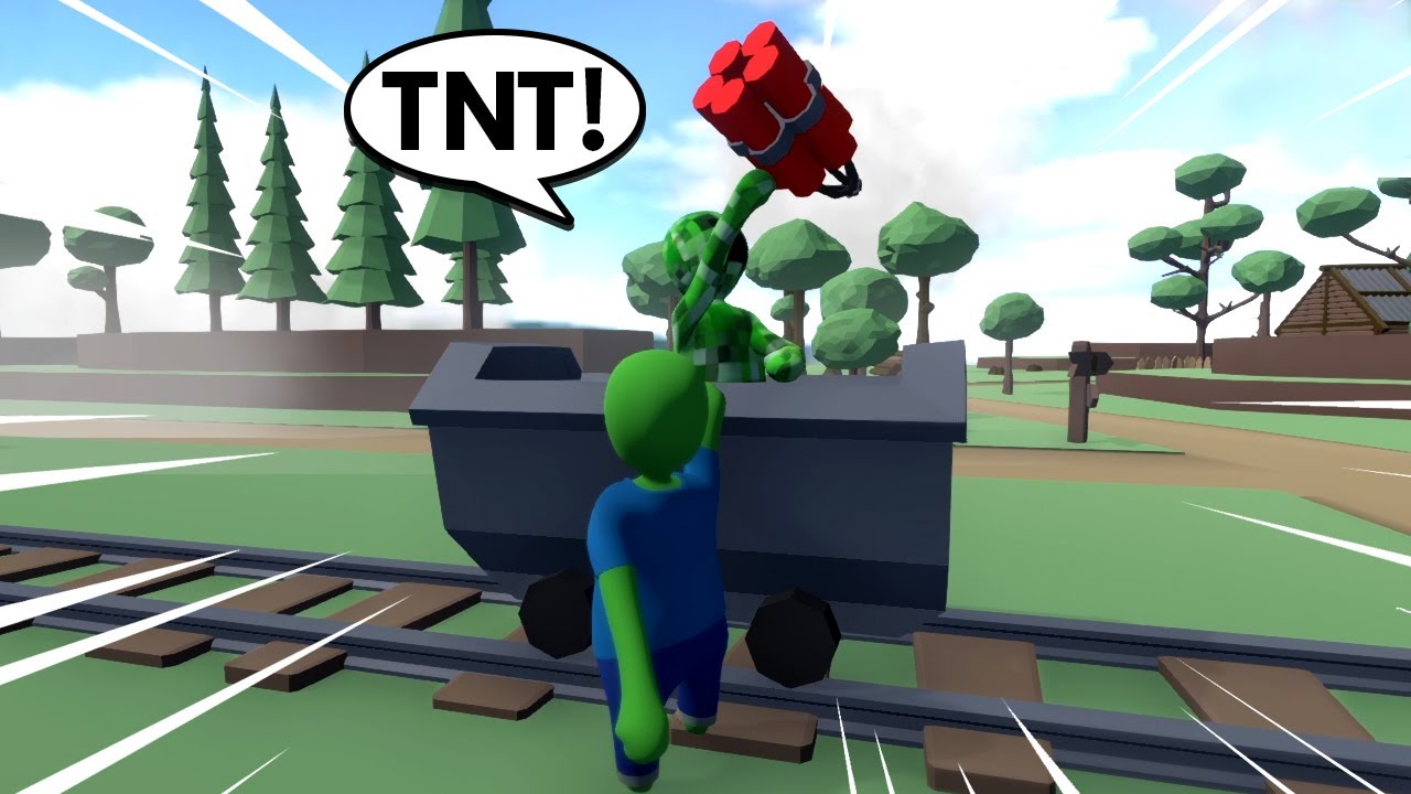 MINECRAFT ZOMBIE AND CREEPER PLAYING WITH TNT in HUMAN FALL FLAT