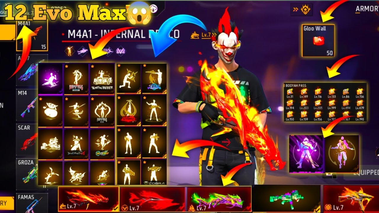 Black Bunny Bundle Free Fire Video Collections Available 😱 Golden Clown Bundle | 12 Evo Max Bawal