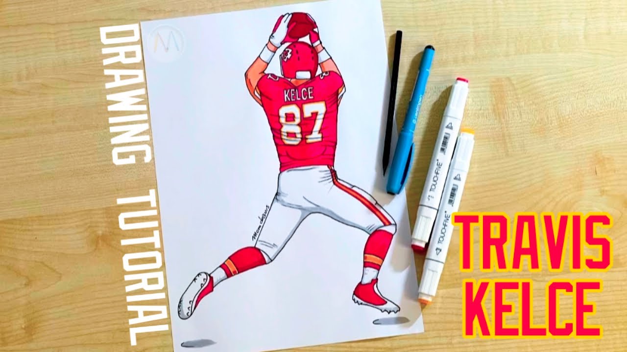 How to draw Kansas City Chiefs players / Travis Kelce how to draw