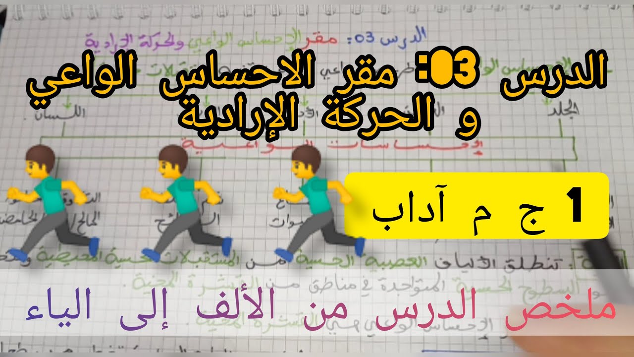 ملخص شامل لدرس 3: مقر الاحساس الواعي و الحركة الارادية. تحضيرا لفررض واختبار الفصل 2 . أولى ج م آداب