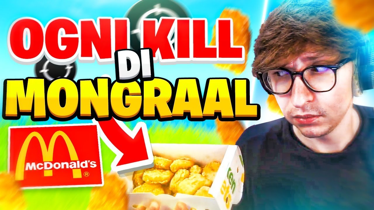 OGNI KILL di MONGRAAL MANGIO un MCNUGGETS del MCDONALD! FORTNITE ITA