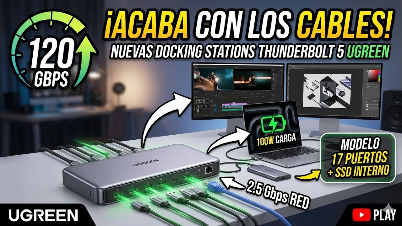 Estaciones de expansión de **UGREEN**, diseñadas con la tecnología **Thunderbolt 5**