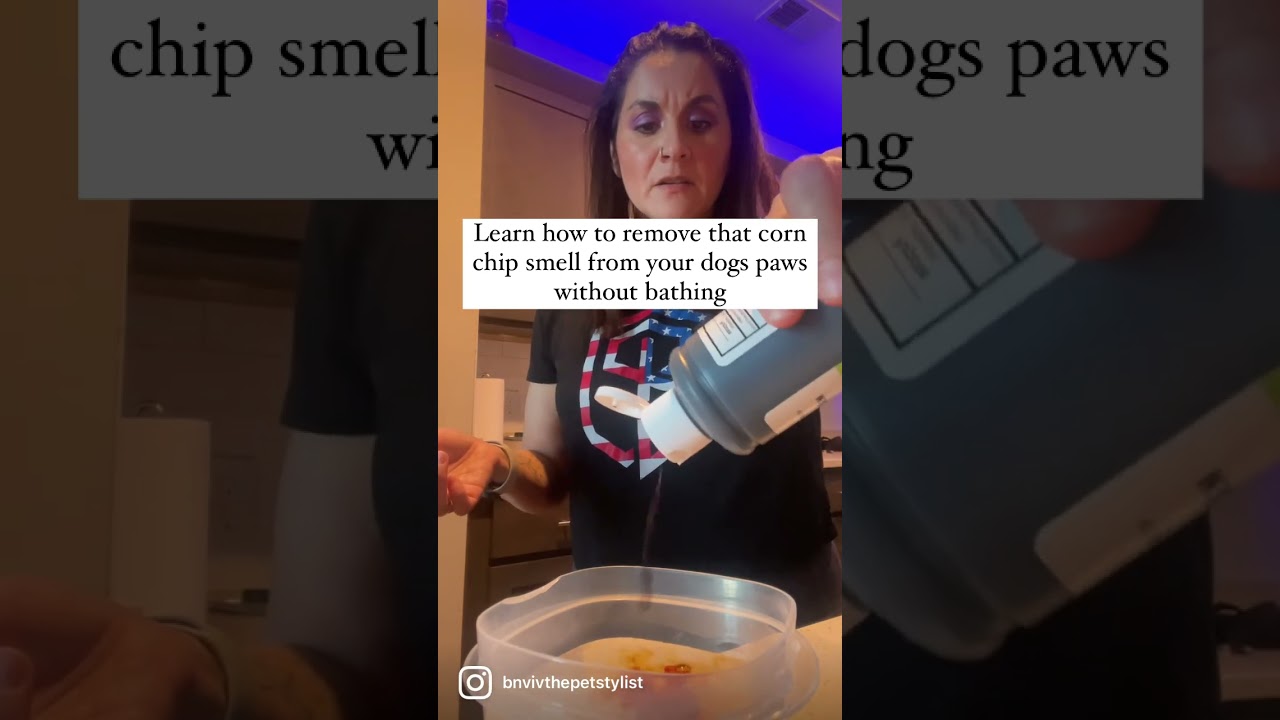 Remove the corn chip smell from your dogs paws without bathing