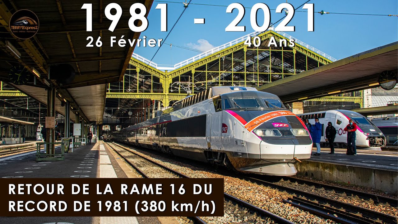 40 ans : Retour de la rame TGV Sud-Est n°16 du record de 1981 à Paris-Gare de Lyon !