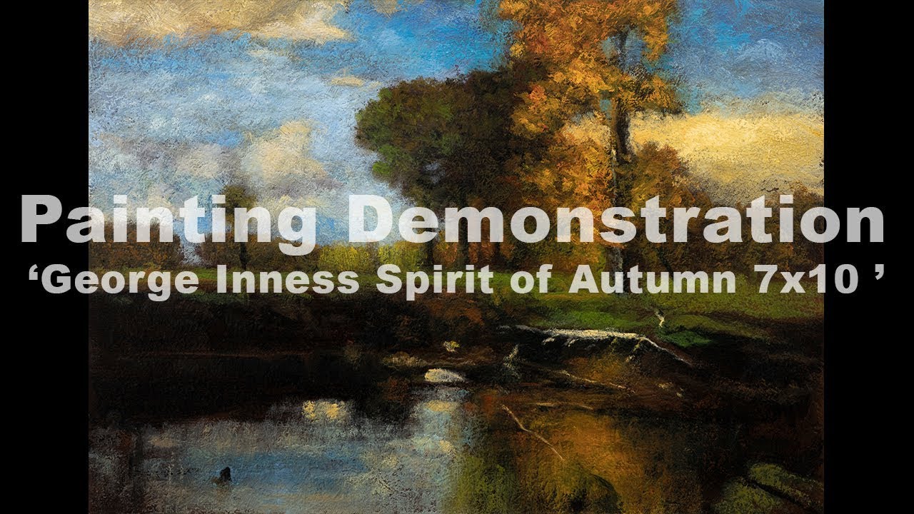 Studium na podstawie: George Inness Spirit of Autumn 7x10 Tonalist Landscape Painting Oil