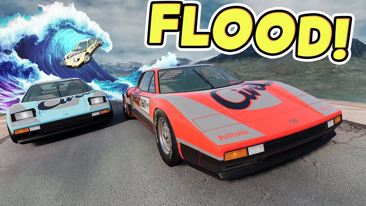 Using The BEST Supercars To Escape The Flood In BeamNG Drive!
