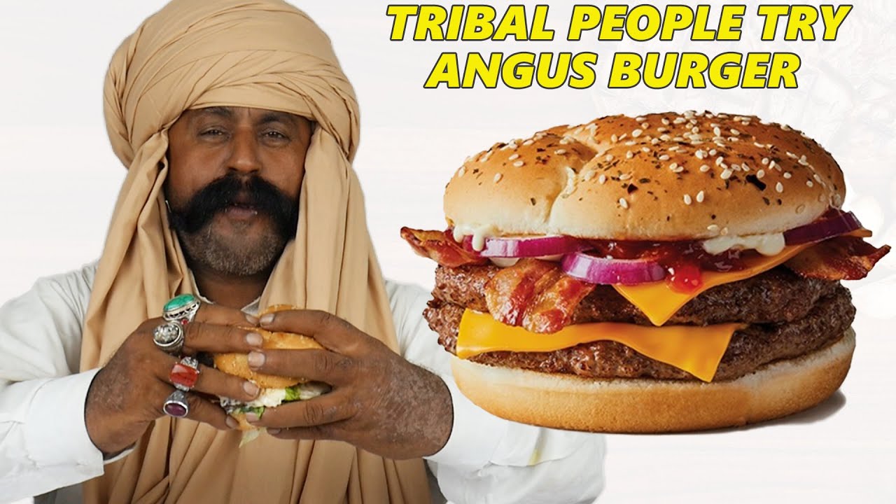 Tribal People Try ANGUS Burger for the First Time