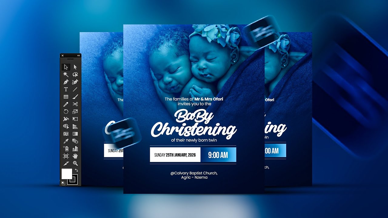 How to Design a Baby Christening Flyer using Photoshop | Photoshop Lesson
