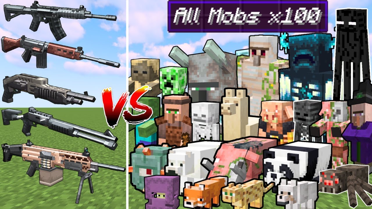 What New 1.1.7 TaCZ Gun can Defeat the Most Minecraft Mobs x100 in a Row?
