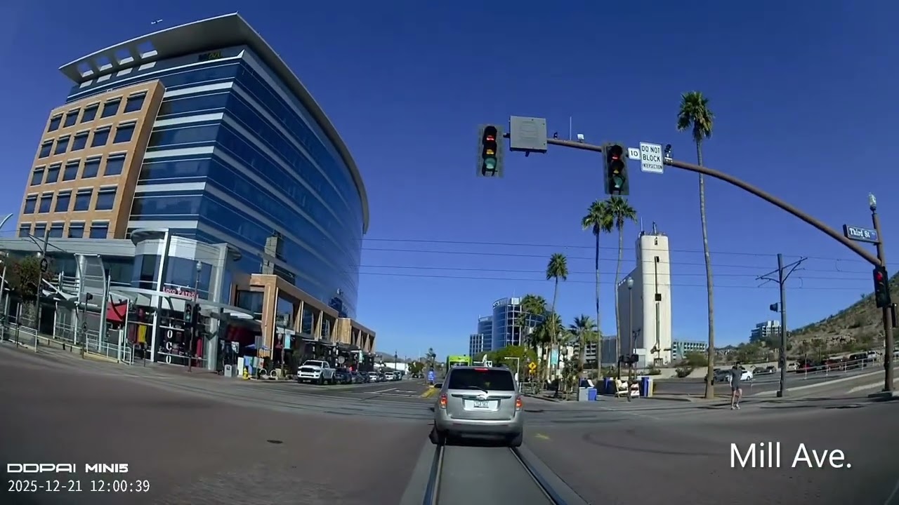 Driving thru Downtown Tempe and to Central Phoenix on Van Buren St.