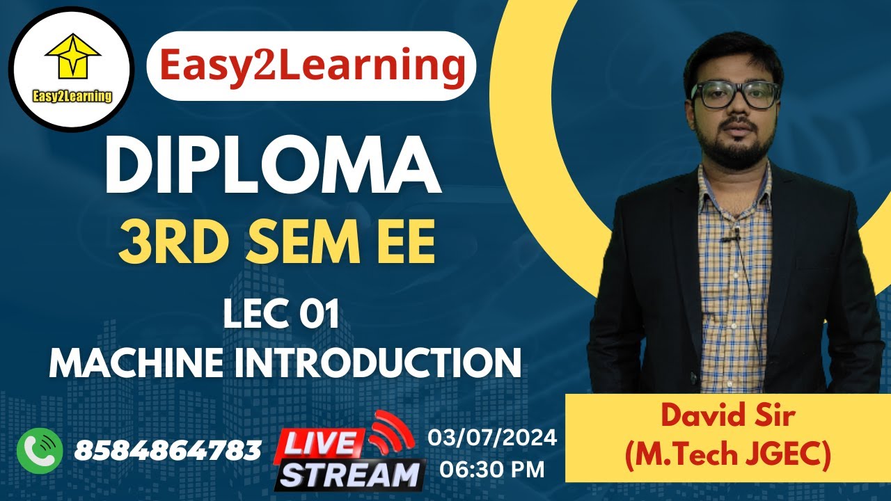 Diploma 3rd Sem EE | Machine Introduction Lec 01  | By Easy2Learning/David Das