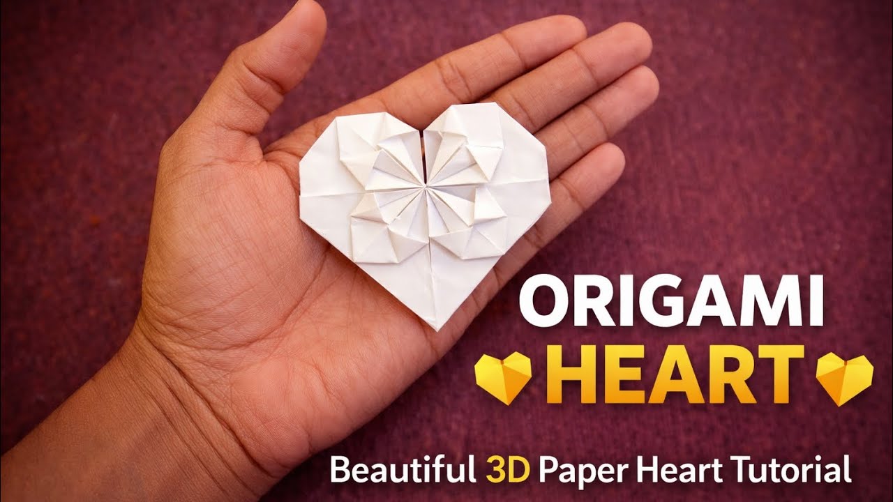 Easy Origami Heart ❤️ Beautiful 3D Paper Heart Tutorial | DIY Paper Craft for Beginners