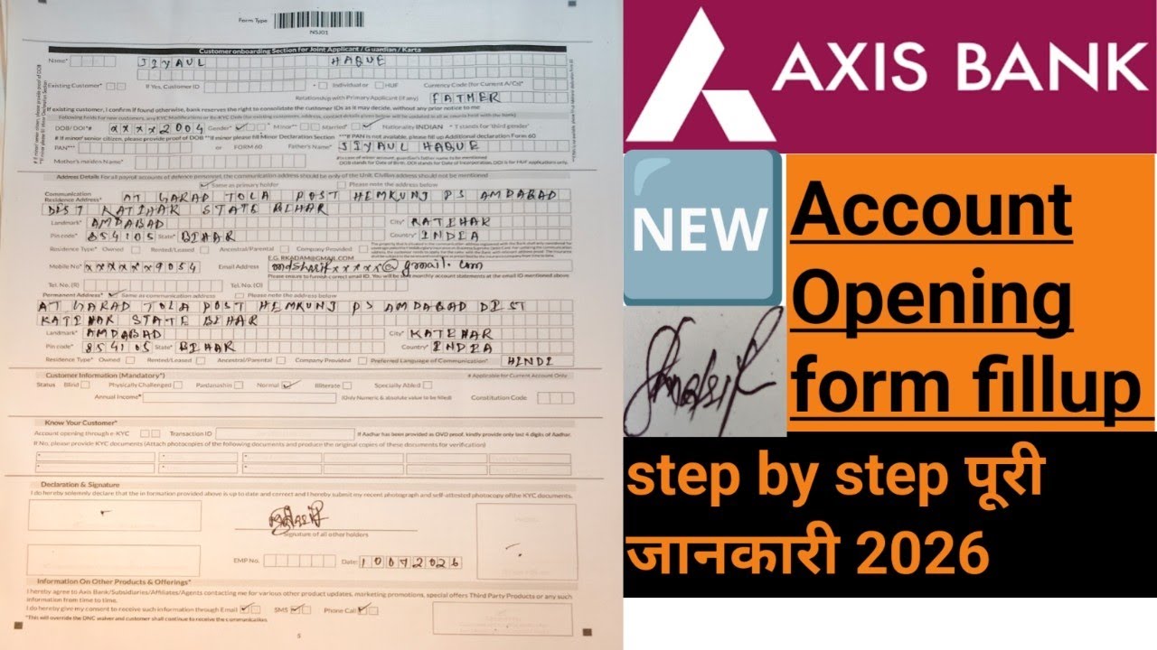 Axis Bank Account opening form fillup!
