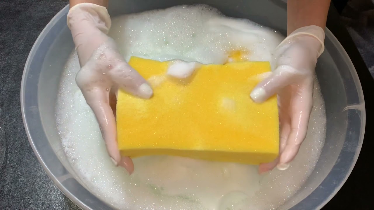 Astonish Pine and New Car sponges ASMR SPONGE SQUEEZES OVER LOAD SUDS