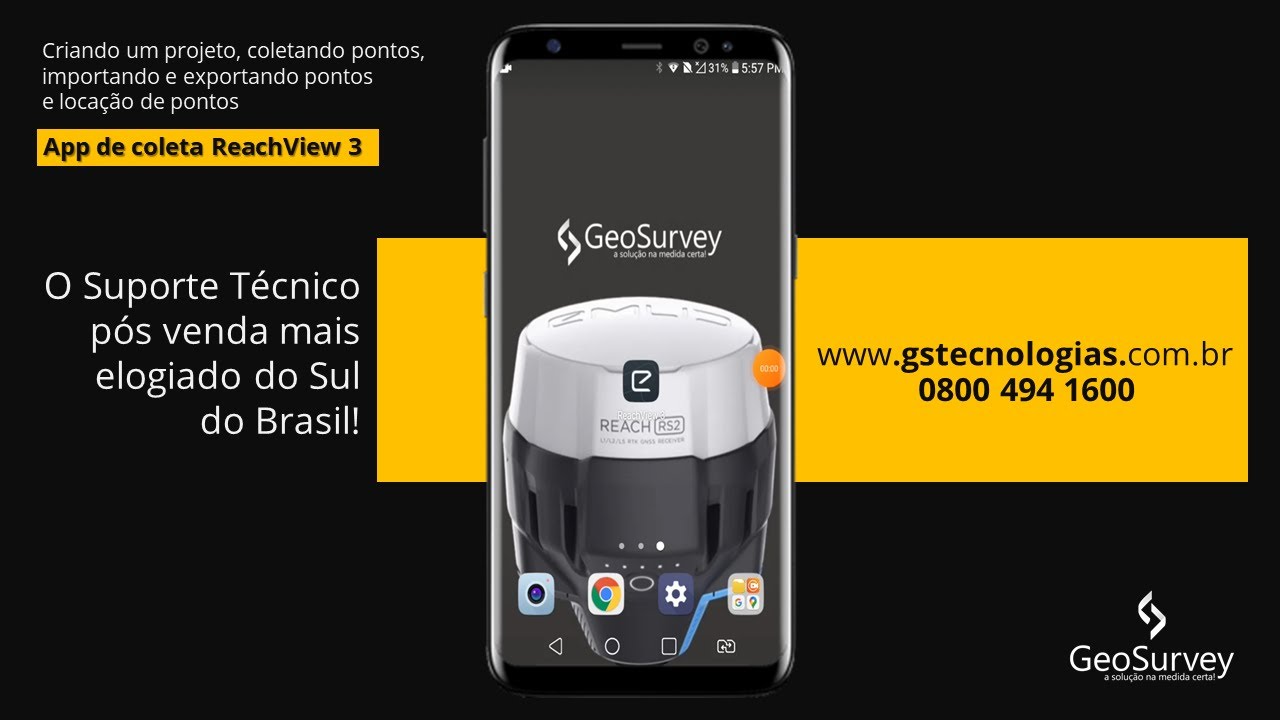 REACHVIEW 3 - Criar projeto, importar e exportar pontos - [GNSS RTK EMLID - GEOSURVEY]