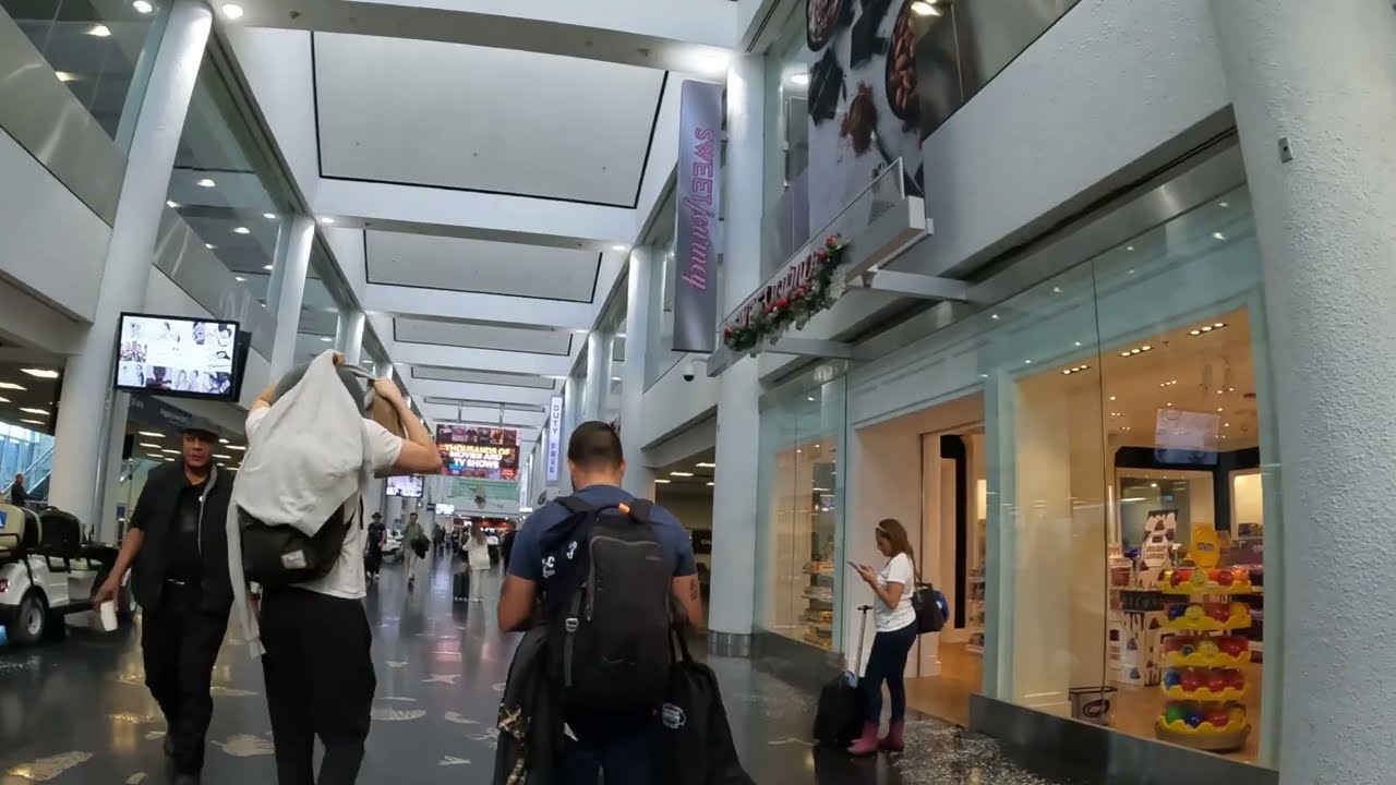 Miami International Airport - Concourse D. Walking around the terminal. December 2023