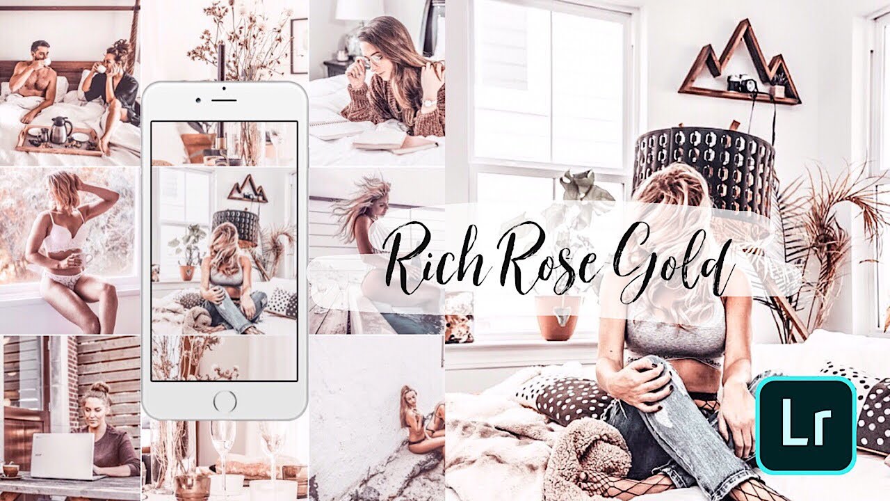 Rich Rose Gold Lightroom Preset &ndash; Soft Glam Look with Elegant Pink Tones