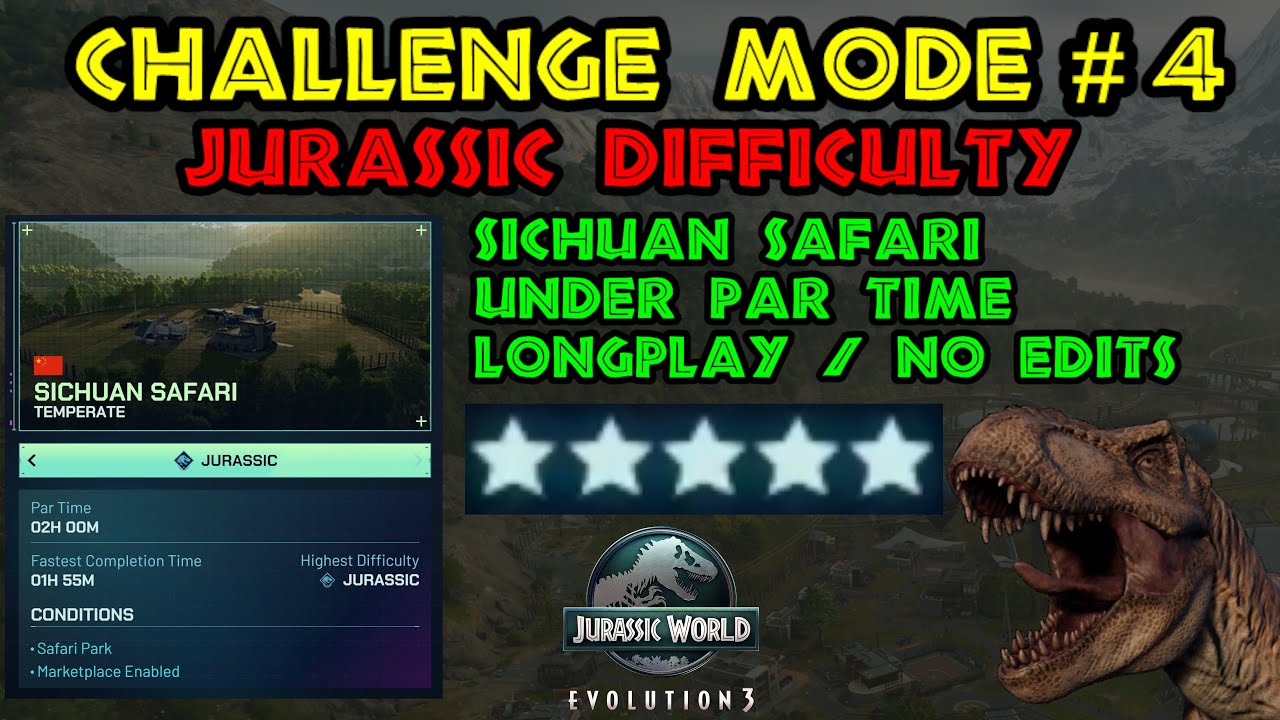 Jurassic Difficulty Challenge #4 - Sichuan Safari - Fast completion - Longplay - 4k/Max