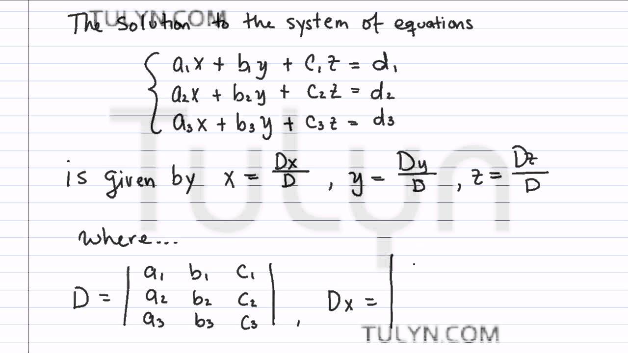 cramers rule in three variables definition