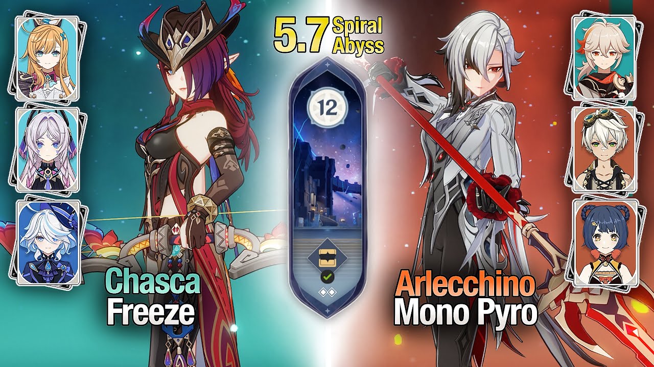 C0 Chasca Freeze & C0 Arlecchino Mono Pyro | Spiral Abyss 5.7/5.8 | Genshin Impact