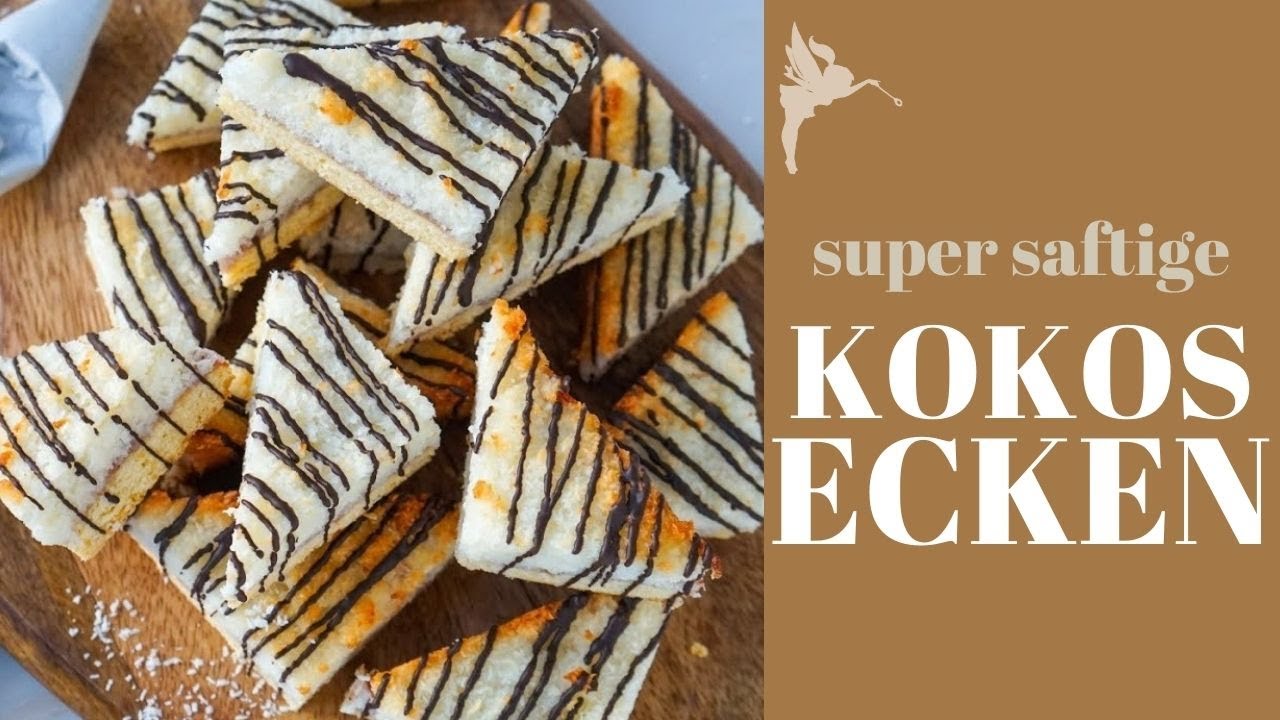 SUPER SAFTIGE KOKOSECKEN - Kokosmakronen + Nussecken in einem - Kokosplätzchen - Kuchenfee