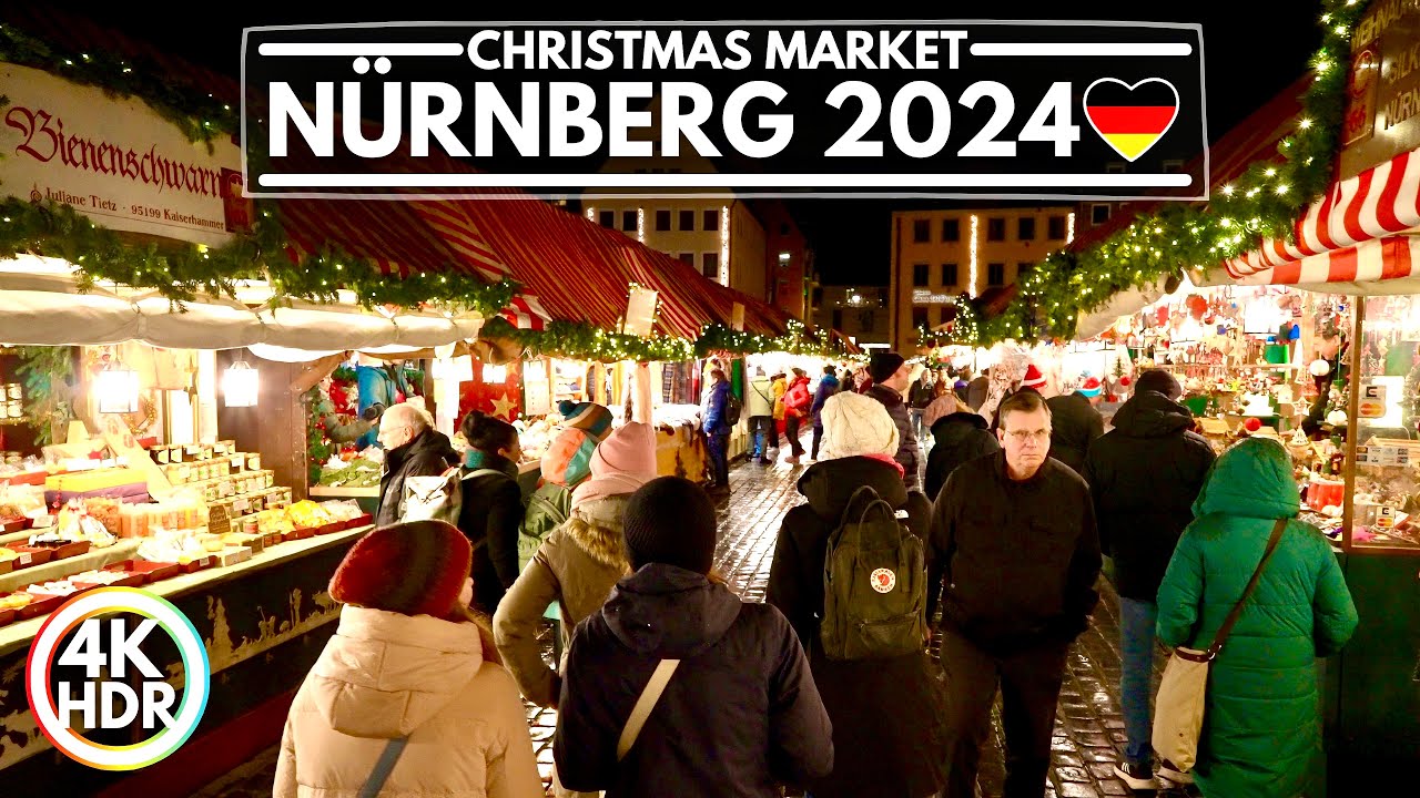 🇩🇪 Nürnberg 2024, Famous Christmas Market in Germany🎄Nuremberg Christmas Lights Walk in 4K HDR