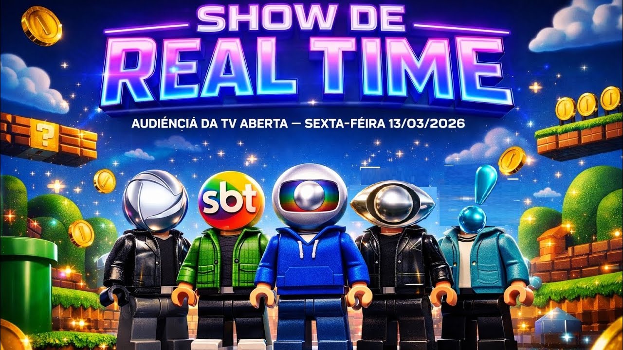 TV Aberta derrete  Show de Real Time - Audiência da TV Aberta Sexta-feira 13/03/2026