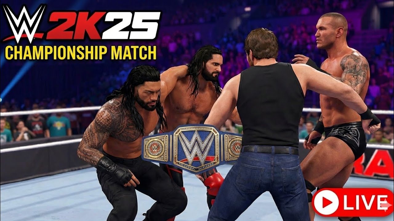 Wwe 2k25 Roman Reigns Vs Seth Rollins Vs Dean Ambrose Vs randy Orton Match