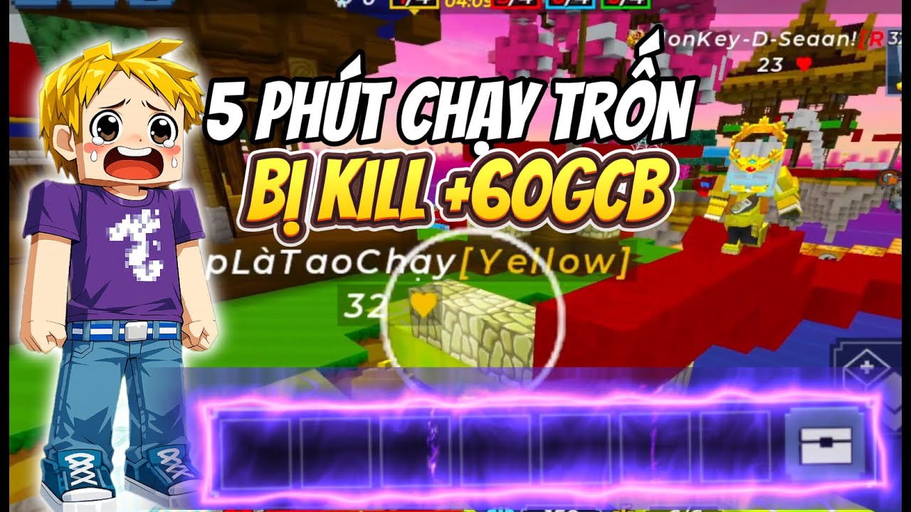 (Blockman Go) Bedwars: Thử Thách Chạy Trốn Khỏi Pro Bị Hạ Sẽ +60GCB