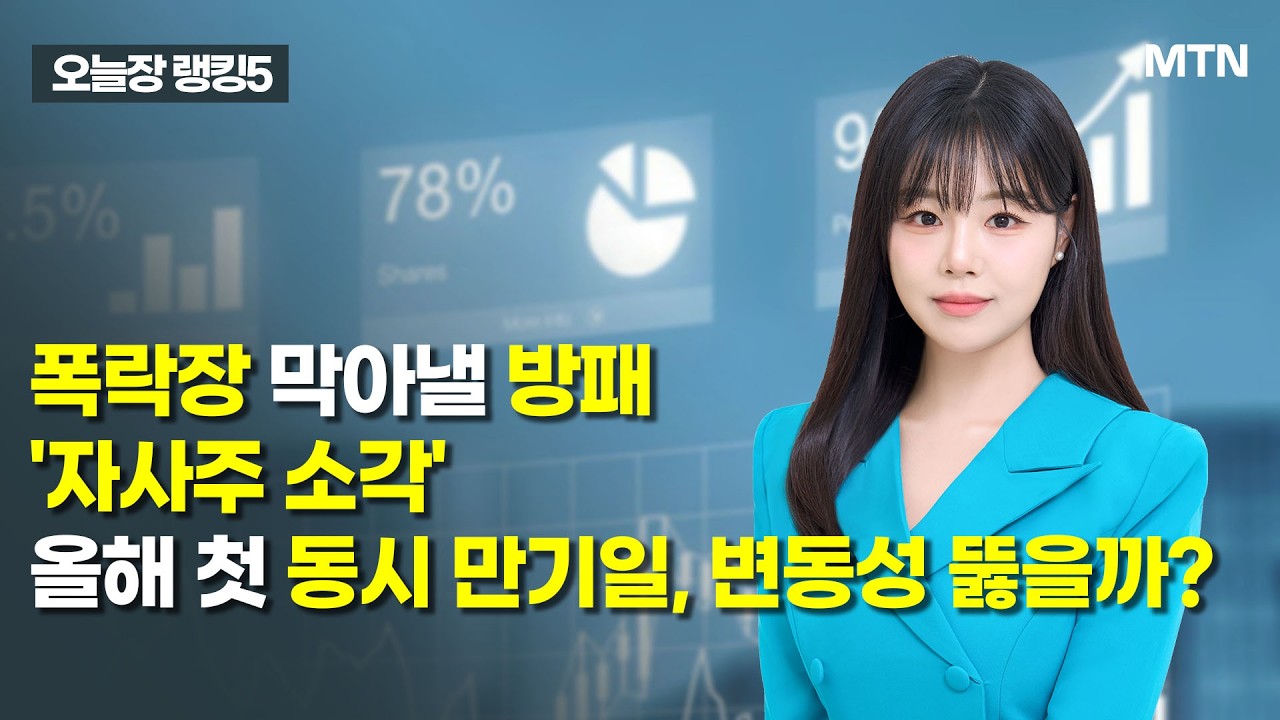 [오늘장 랭킹5] 폭락장 막아낼 방패 '자사주 소각' 올해 첫 동시 만기일, 변동성 뚫을까? / 머니투데이방송 (증시, 증권)