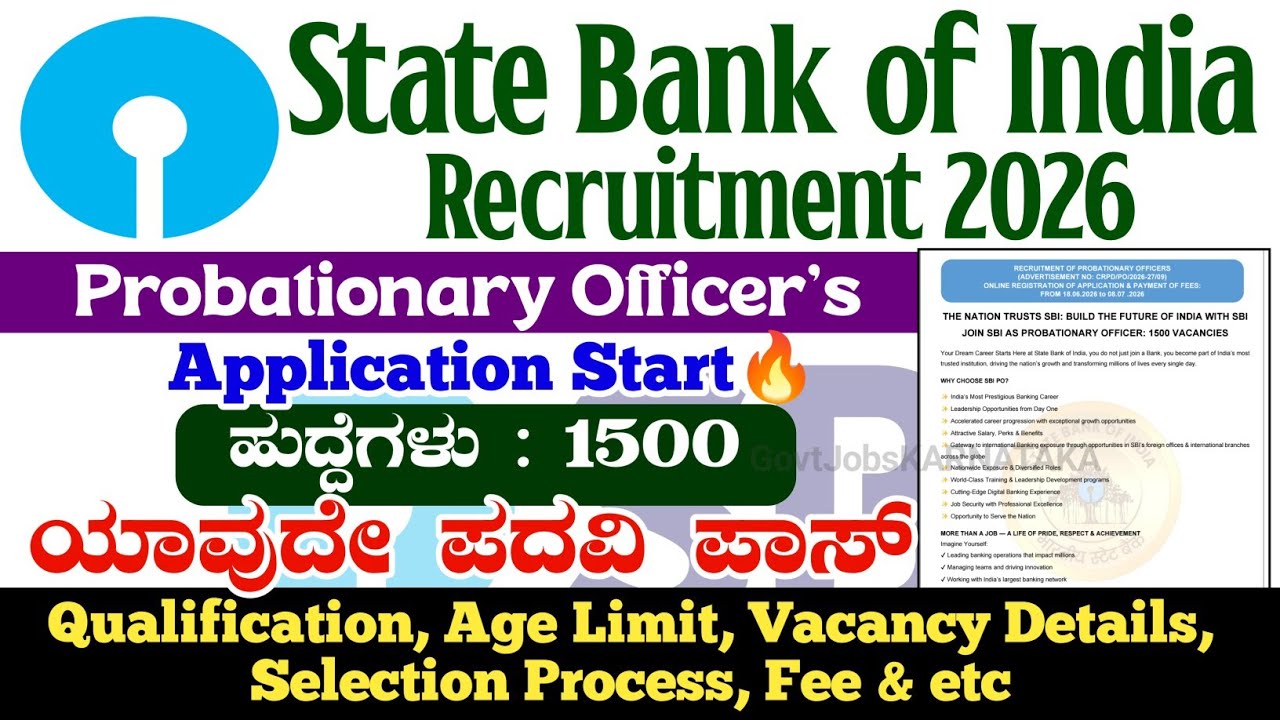 SBI PO Recruitment 2026 | SBI Probationary Officer Recruitment 2026 | SBI PO Notification 2026 | SBI