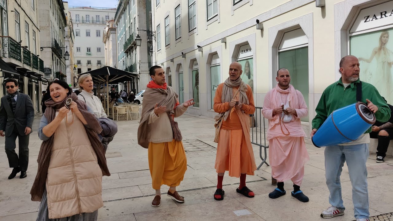 Nagar Sankirtan Lisboa || Hari Naam Kirtan On Street Lisbon Portugal | Trivikrama Swami Maharaj