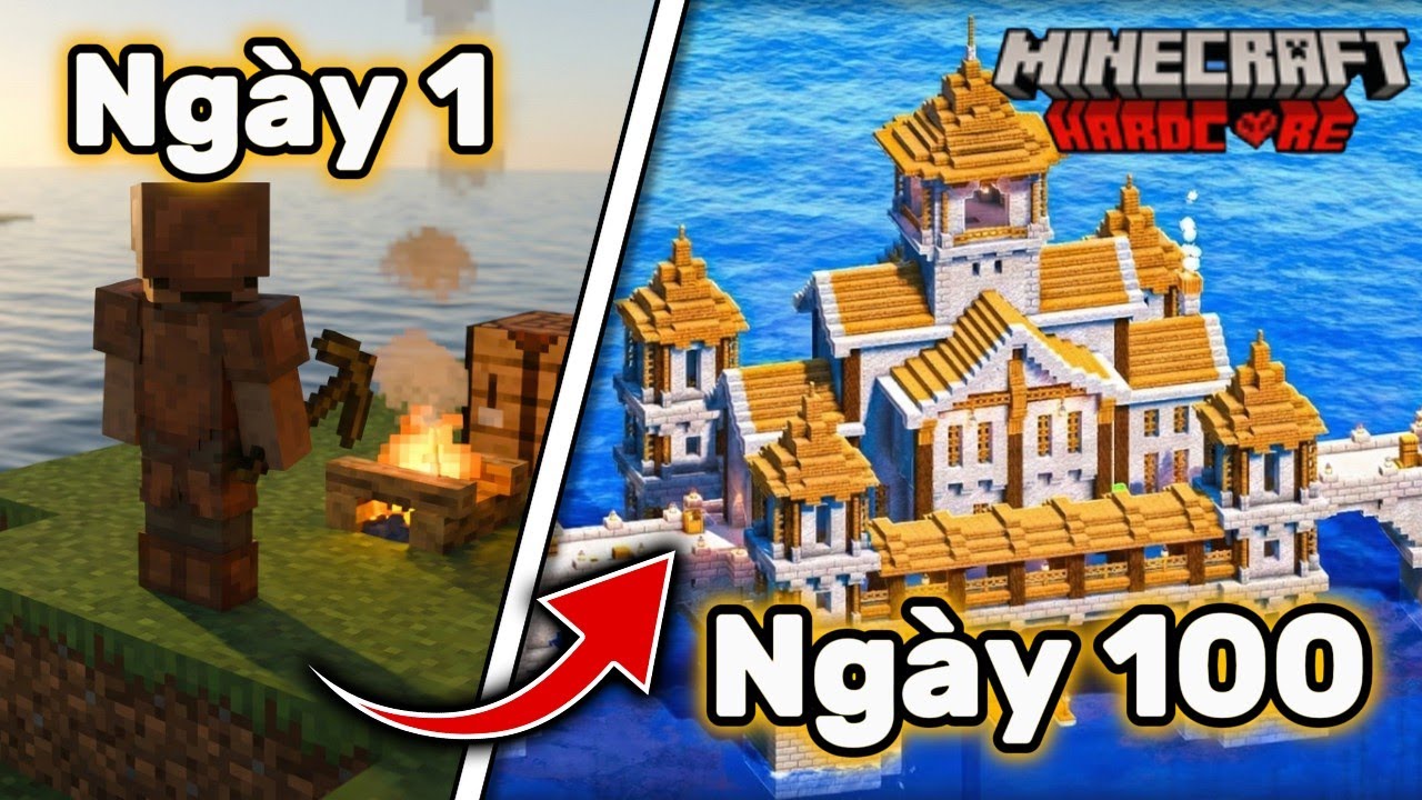 Tôi Sống Sót 100 Ngày Xây Dựng CĂN CỨ KHỔNG LỒ Trong Minecraft Hardcore