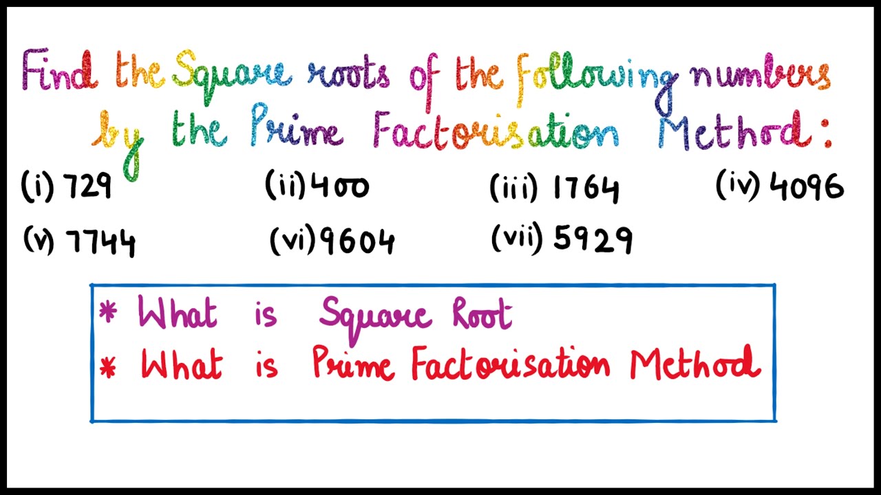 How to Find the Square Root of a Number using Prime Factorisation Method | Class 8 Ex 6.3 Q4 NCERT