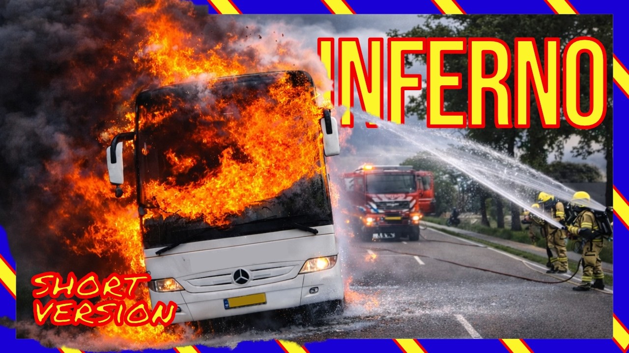 🔥КРУПНЫЙ ПОЖАР В АВТОБУСЕ В Нидерланды – Голландские пожарные в действии