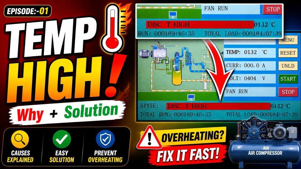 Air Compressor Temperature High Problem Solution | Episode: 01 | Air Compressor Overheating Problem