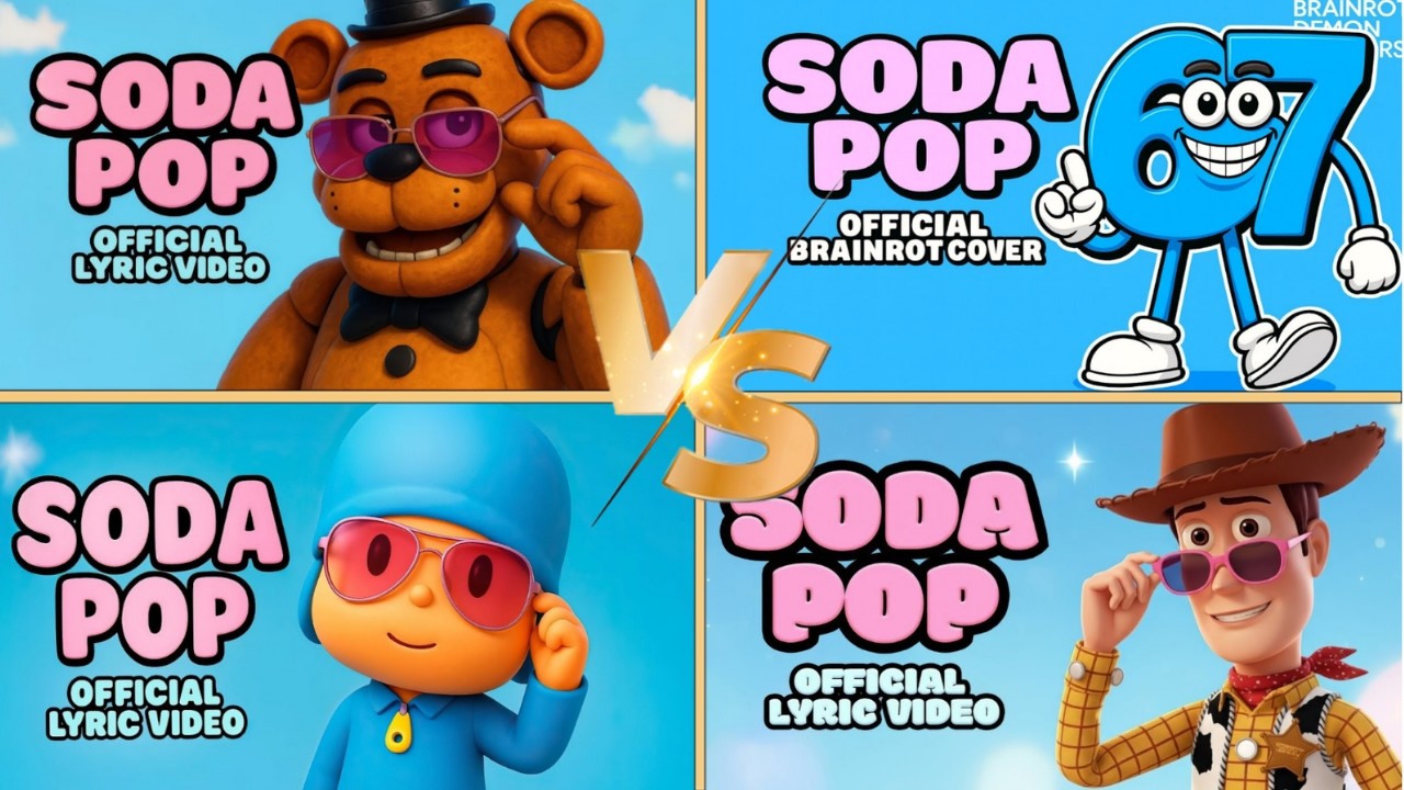 Freddy Fazbear 🐻 🆚️ Pocoyo 👶 🆚️67 Italian Brainrot 🆚️Woody 🤠 | SODA POP Ultimate Showdown