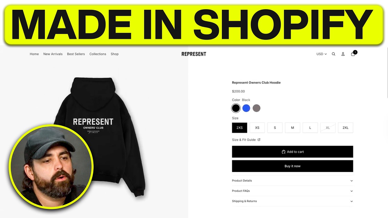 Odtworzyłem stronę produktu Represent ZA DARMO na Shopify