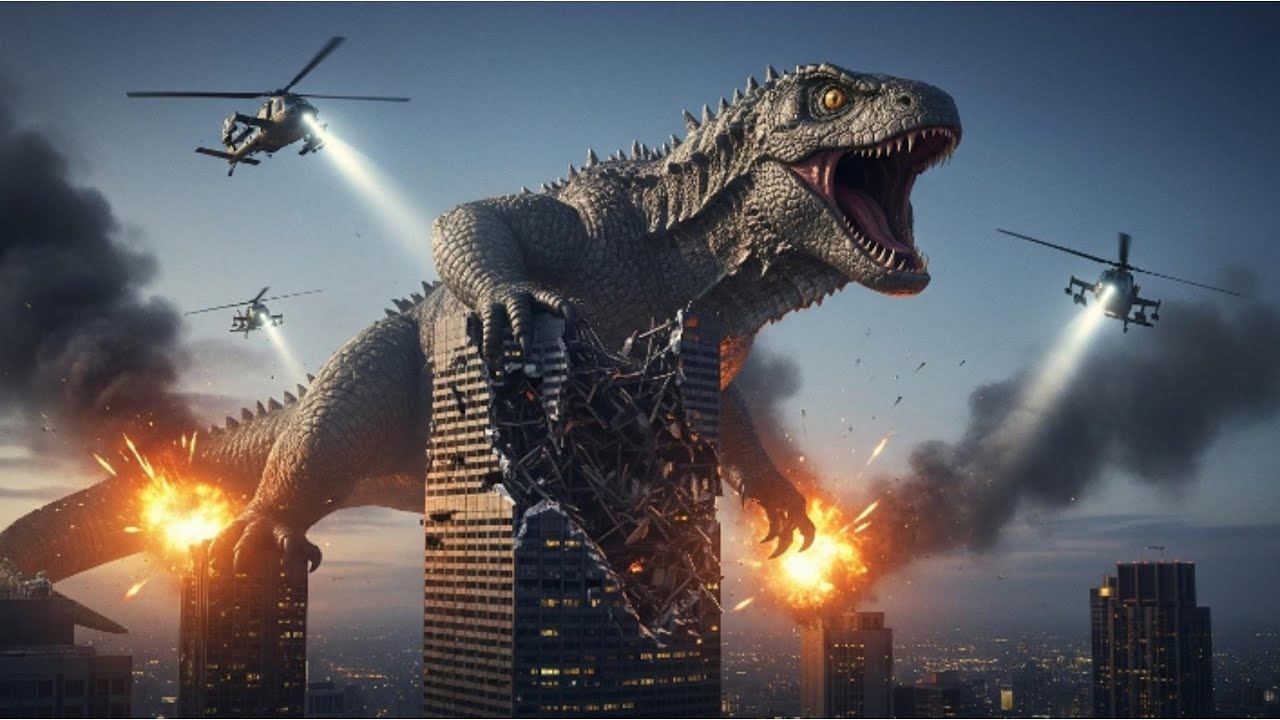 GIANT LIZARD vs HELICOPTERS &ndash; Epic City Attack | Intense Cinematic Battle 4K