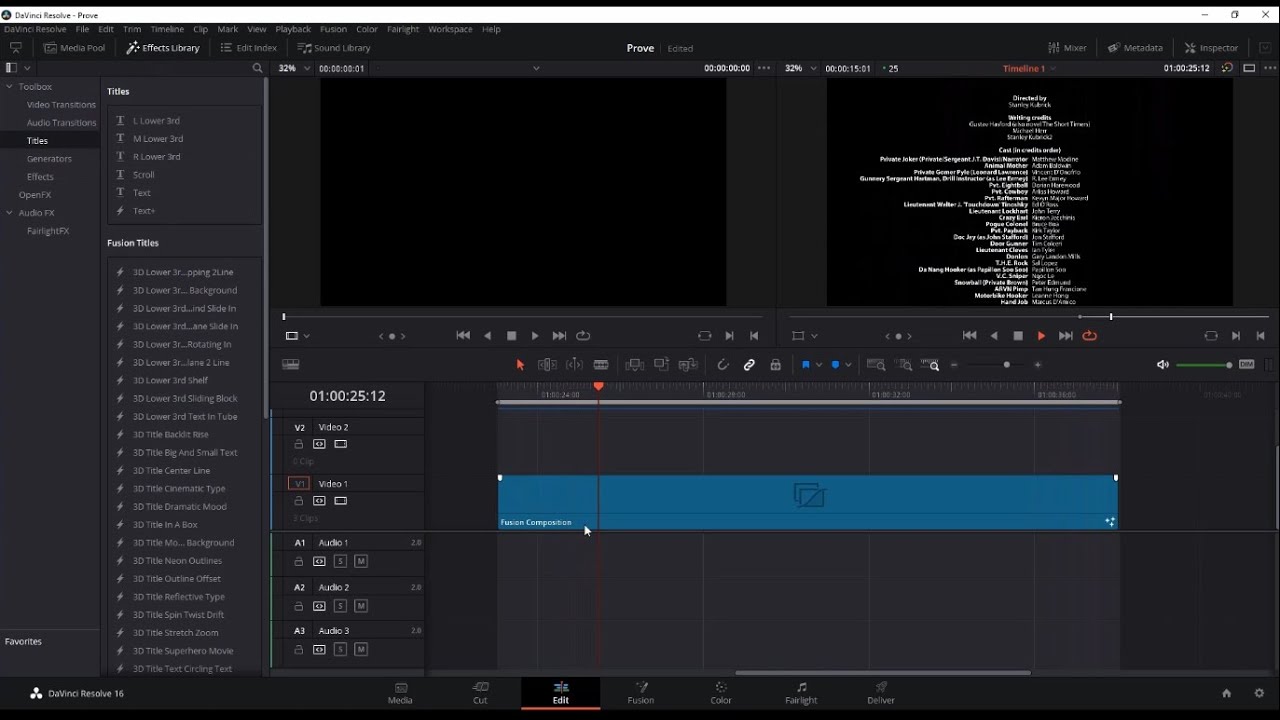 DaVinci Resolve e i Titoli Di Coda